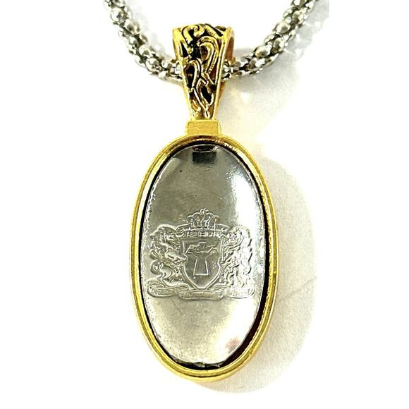 Vintage Necklace Trinity Broadcasting Network Cross Dual Tone Pendant Rhinestone - Picture 5 of 5